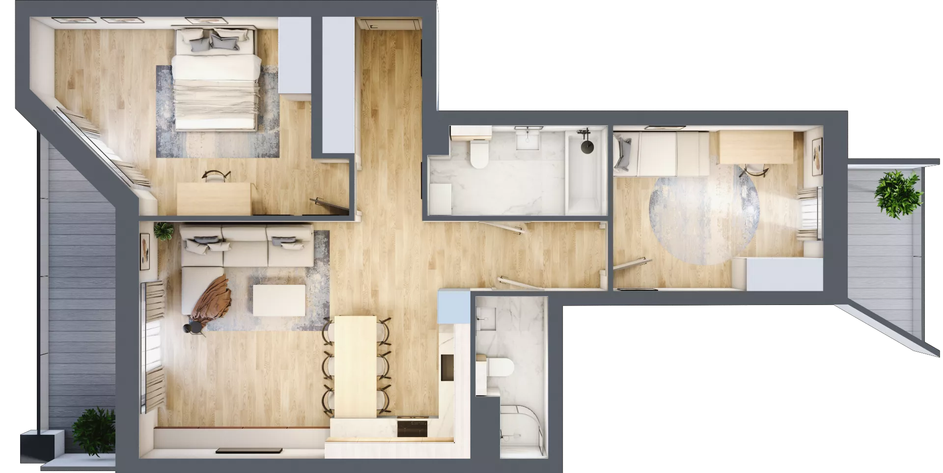 3 pokoje, mieszkanie 74,74 m², piętro 2, oferta nr 1.185, La Vie House, Kraków, Podgórze, ul. Łagiewnicka