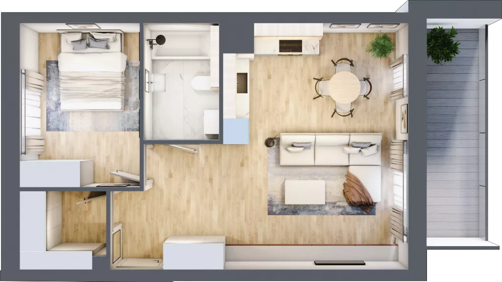 2 pokoje, mieszkanie 51,71 m², piętro 2, oferta nr 1.186, La Vie House, Kraków, Podgórze, ul. Łagiewnicka