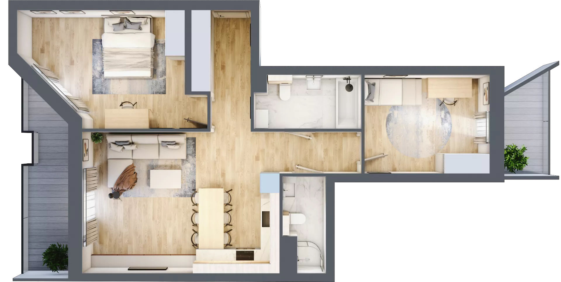 3 pokoje, mieszkanie 74,74 m², piętro 3, oferta nr 1.190, La Vie House, Kraków, Podgórze, ul. Łagiewnicka