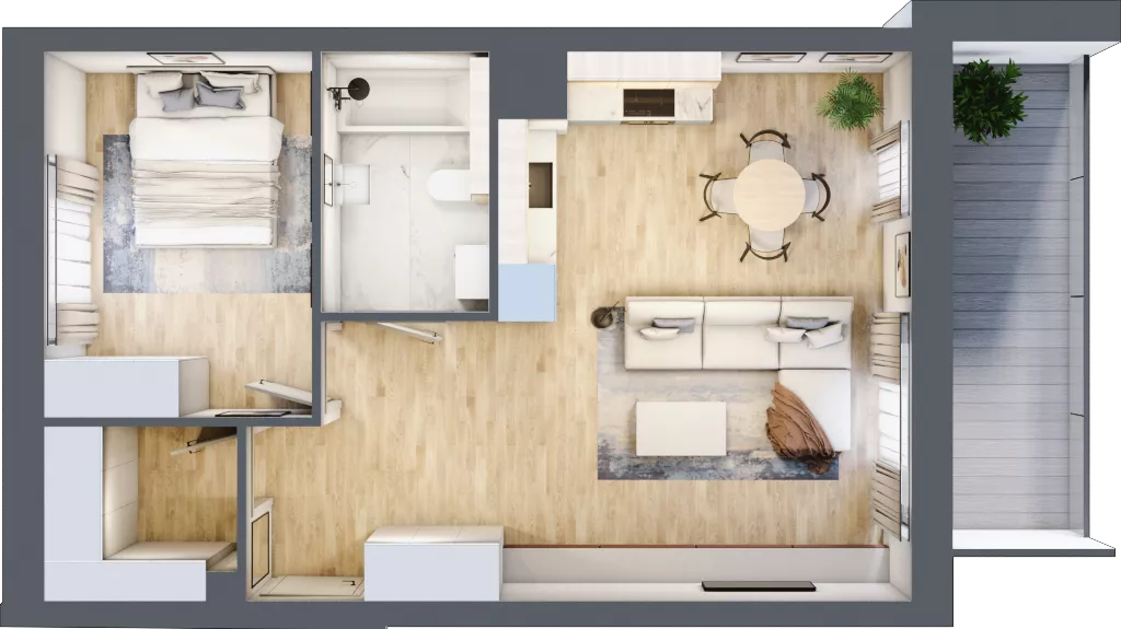 2 pokoje, mieszkanie 51,71 m², piętro 3, oferta nr 1.191, La Vie House, Kraków, Podgórze, ul. Łagiewnicka
