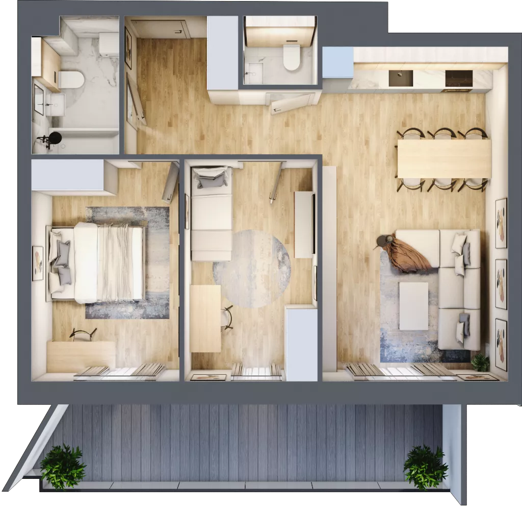 3 pokoje, mieszkanie 62,46 m², piętro 4, oferta nr 1.193, La Vie House, Kraków, Podgórze, ul. Łagiewnicka