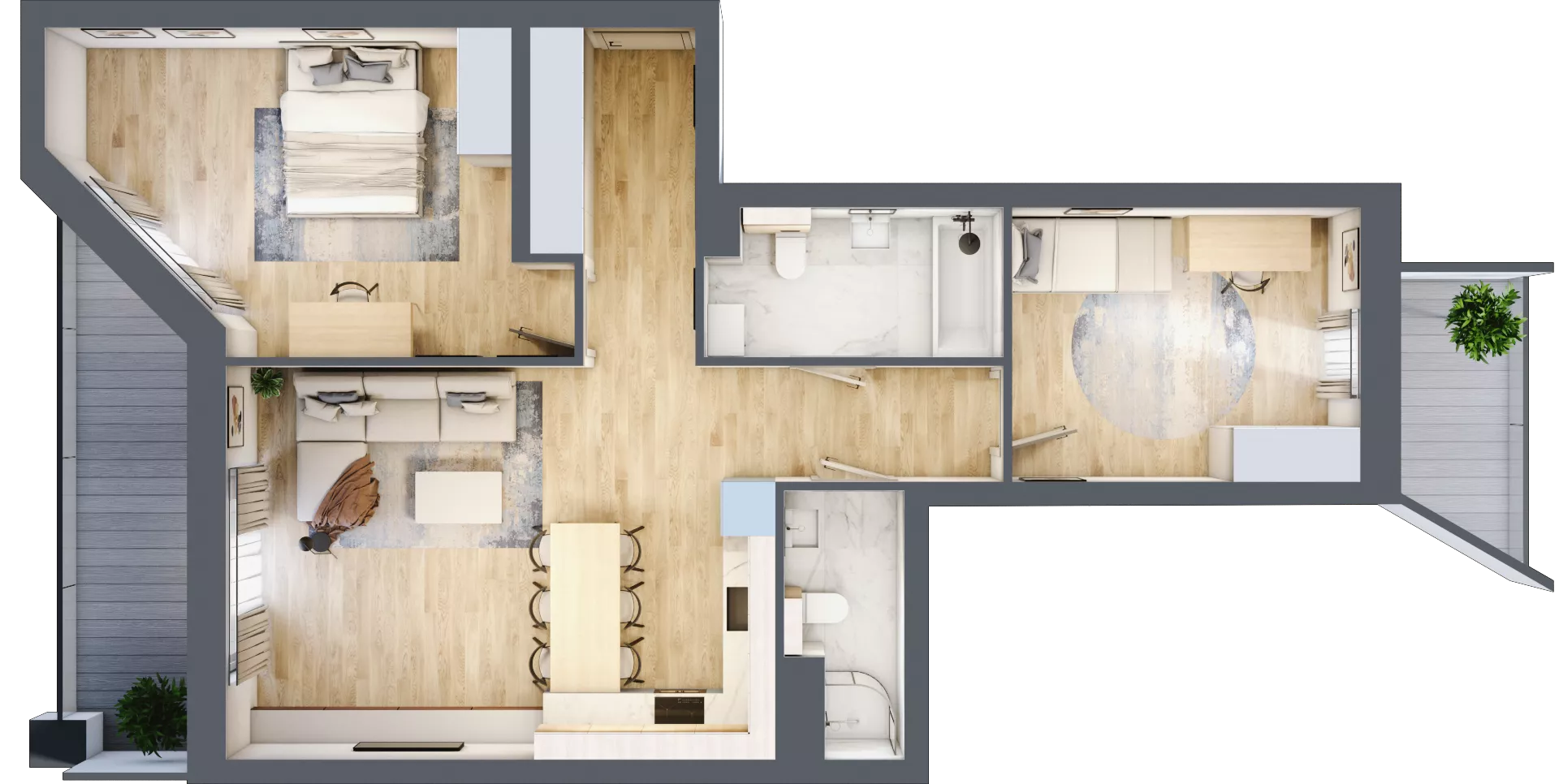 3 pokoje, mieszkanie 74,74 m², piętro 4, oferta nr 1.195, La Vie House, Kraków, Podgórze, ul. Łagiewnicka