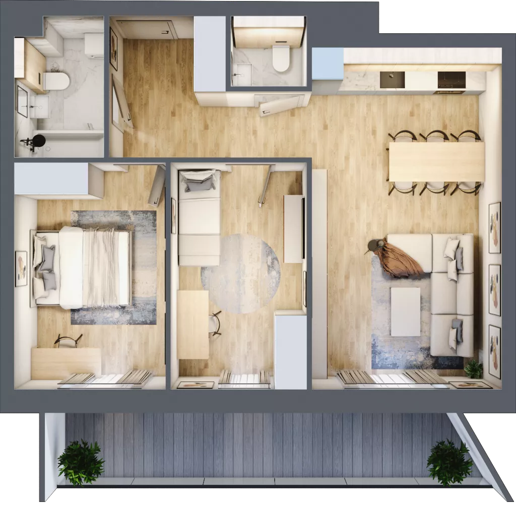3 pokoje, mieszkanie 62,46 m², piętro 5, oferta nr 1.198, La Vie House, Kraków, Podgórze, ul. Łagiewnicka