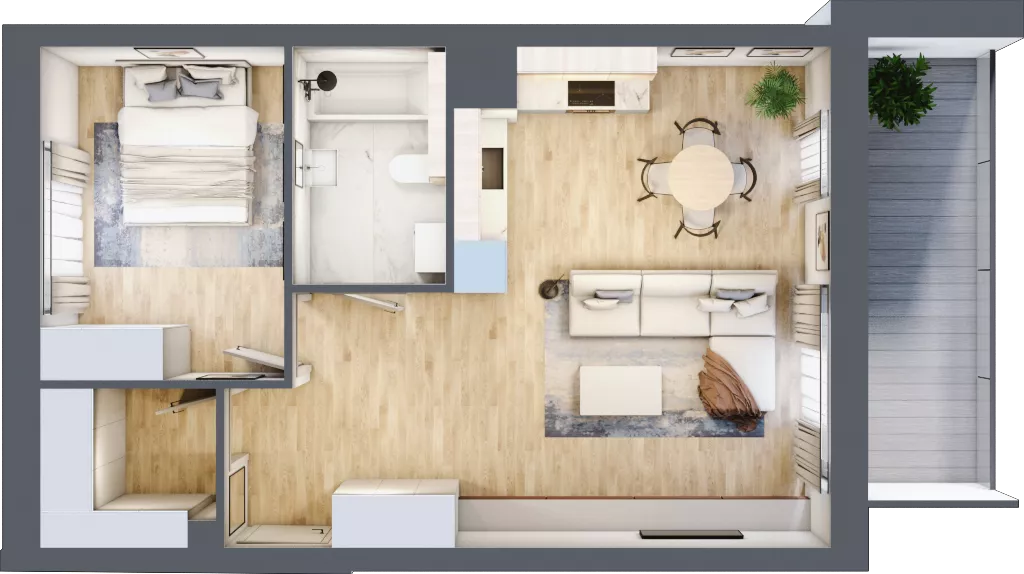 2 pokoje, mieszkanie 51,71 m², piętro 5, oferta nr 1.201, La Vie House, Kraków, Podgórze, ul. Łagiewnicka