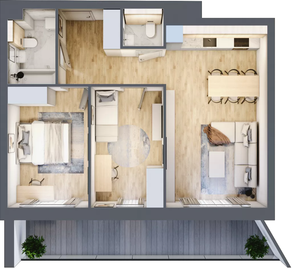 3 pokoje, mieszkanie 62,46 m², piętro 3, oferta nr 1.213, La Vie House, Kraków, Podgórze, ul. Łagiewnicka