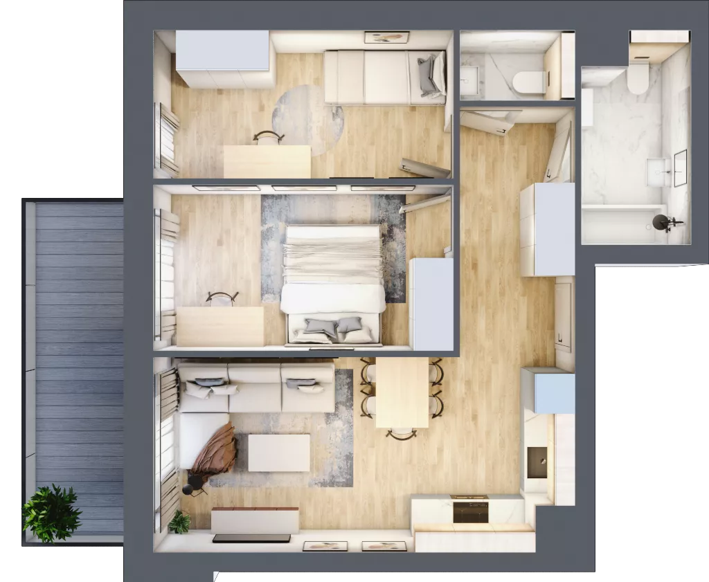 3 pokoje, mieszkanie 54,43 m², piętro 5, oferta nr 1.246, La Vie House, Kraków, Podgórze, ul. Łagiewnicka