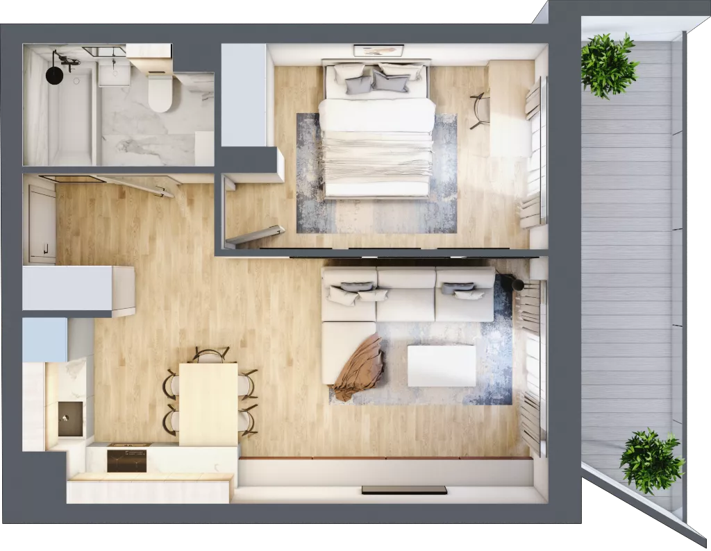 2 pokoje, mieszkanie 43,08 m², piętro 5, oferta nr 1.249, La Vie House, Kraków, Podgórze, ul. Łagiewnicka