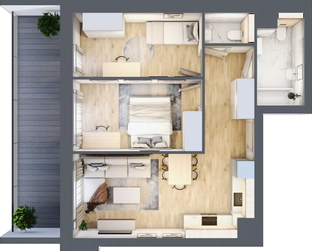 3 pokoje, mieszkanie 54,43 m², piętro 6, oferta nr 1.251, La Vie House, Kraków, Podgórze, ul. Łagiewnicka