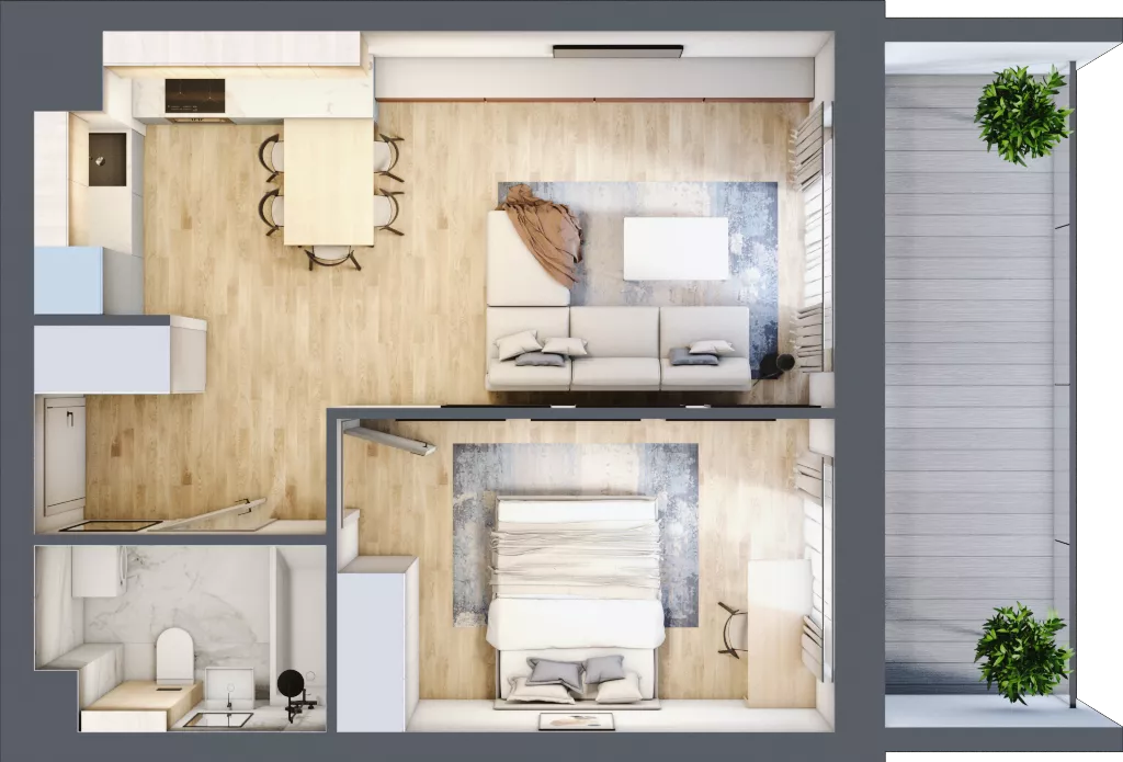 2 pokoje, mieszkanie 43,35 m², piętro 6, oferta nr 1.253, La Vie House, Kraków, Podgórze, ul. Łagiewnicka