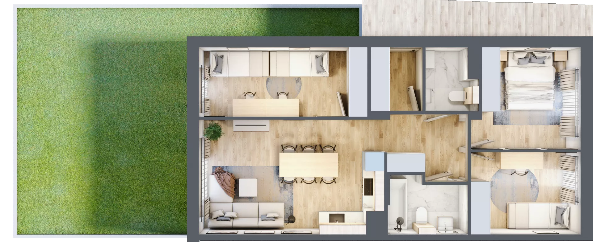 4 pokoje, mieszkanie 69,49 m², parter, oferta nr 14.1, Cascada House, Rząska, ul. Piaski / Łąkowa
