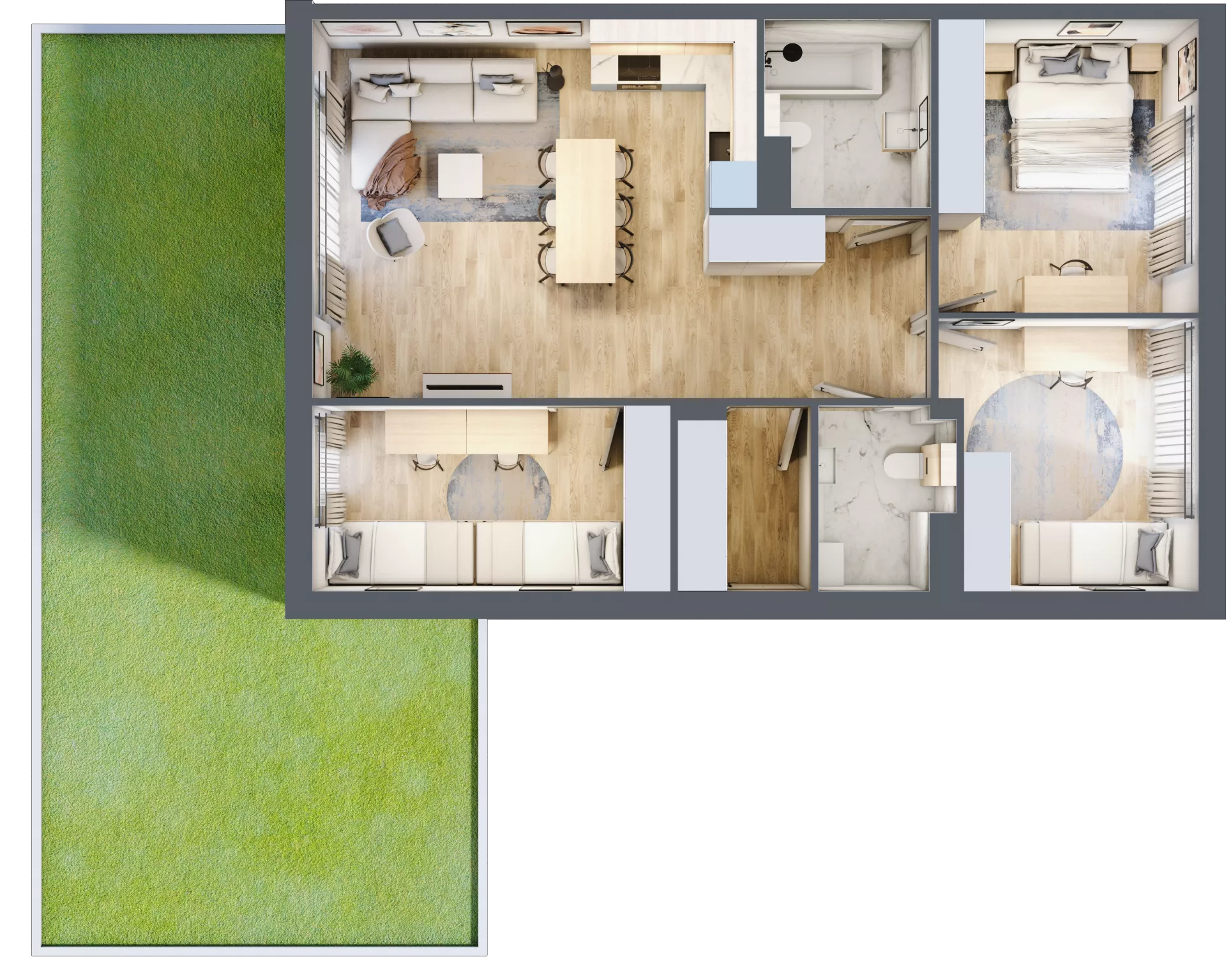 4 pokoje, mieszkanie 81,10 m², parter, oferta nr 27.1, Cascada House, Rząska, ul. Piaski / Łąkowa