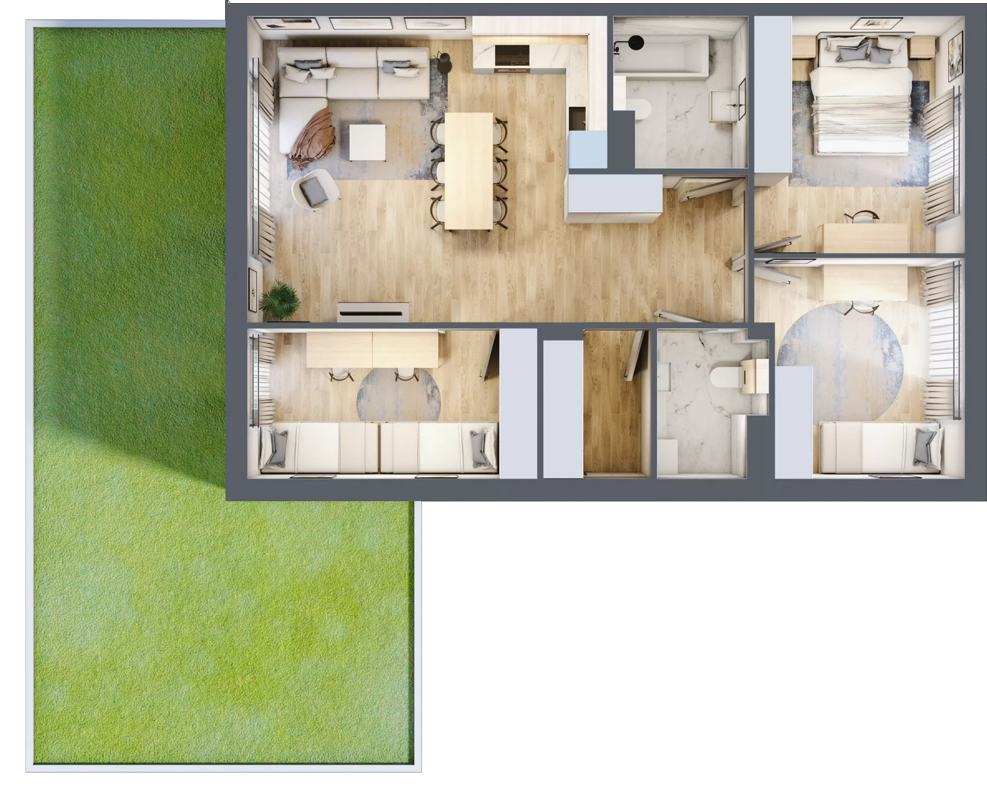 4 pokoje, mieszkanie 81,10 m², parter, oferta nr 25.1, Cascada House, Rząska, ul. Piaski / Łąkowa
