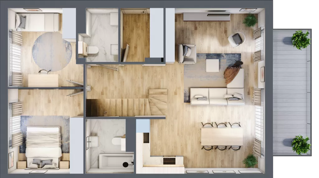 4 pokoje, mieszkanie 100,57 m², piętro 1, oferta nr 29.2, Cascada House, Rząska, ul. Piaski / Łąkowa