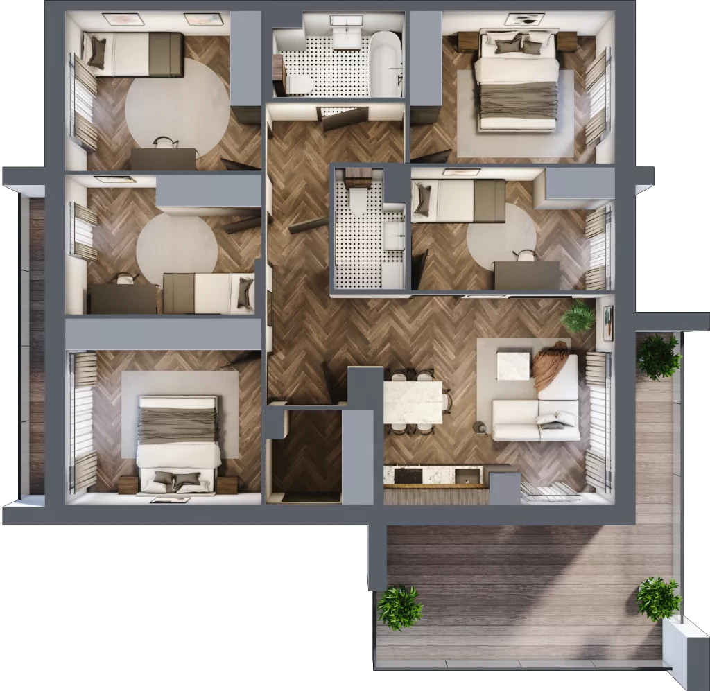 6 pokoi, mieszkanie 92,60 m², piętro 1, oferta nr 1.2, Imperial River Park, Kraków, Bronowice, Bronowice Małe, ul. Truszkowskiego