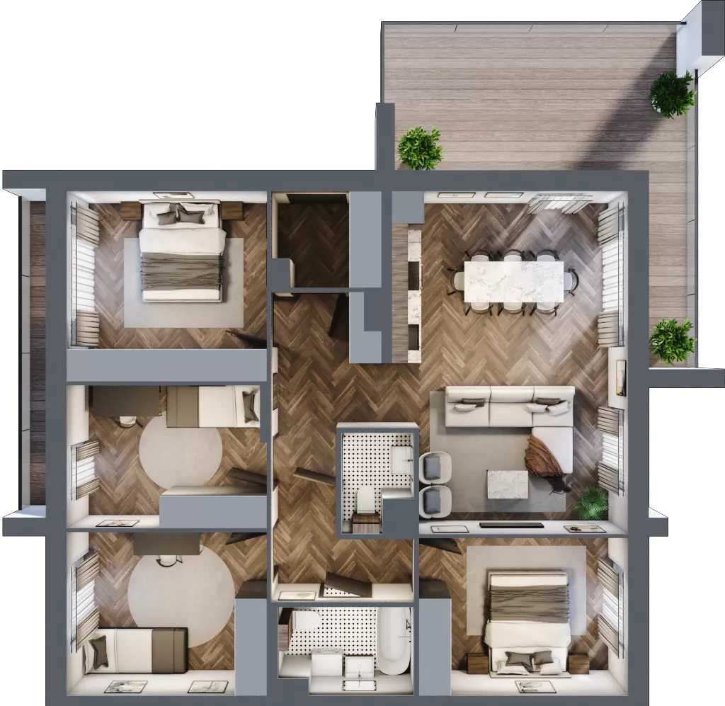 5 pokoi, mieszkanie 92,90 m², piętro 1, oferta nr 2.2, Imperial River Park, Kraków, Bronowice, Bronowice Małe, ul. Truszkowskiego