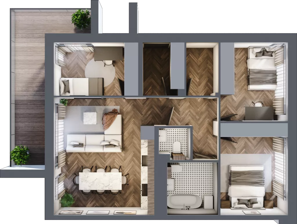 4 pokoje, mieszkanie 71,23 m², piętro 1, oferta nr 7.2, Imperial River Park, Kraków, Bronowice, Bronowice Małe, ul. Truszkowskiego