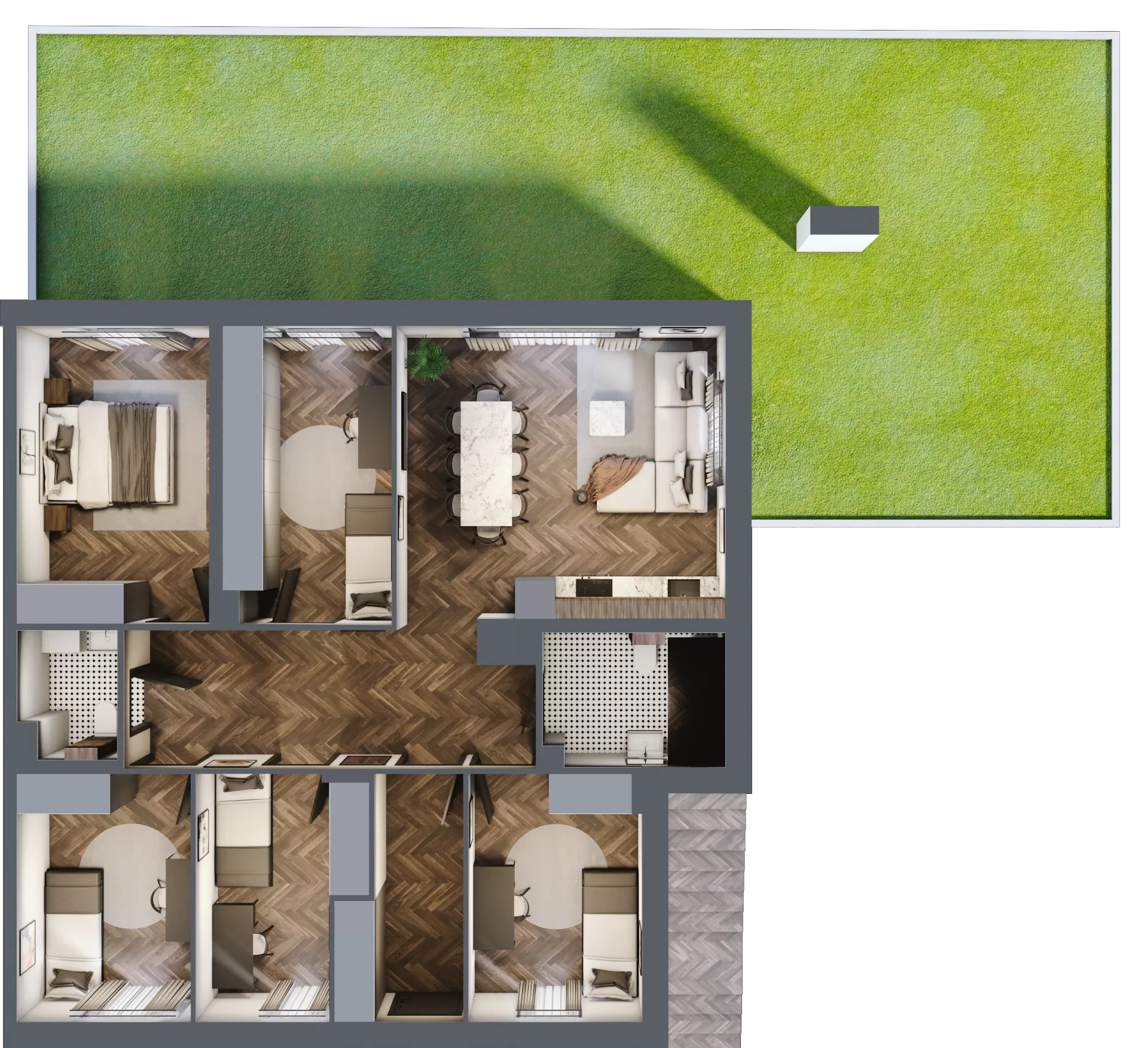 6 pokoi, mieszkanie 100,26 m², parter, oferta nr 3.1, Imperial River Park, Kraków, Bronowice, Bronowice Małe, ul. Truszkowskiego