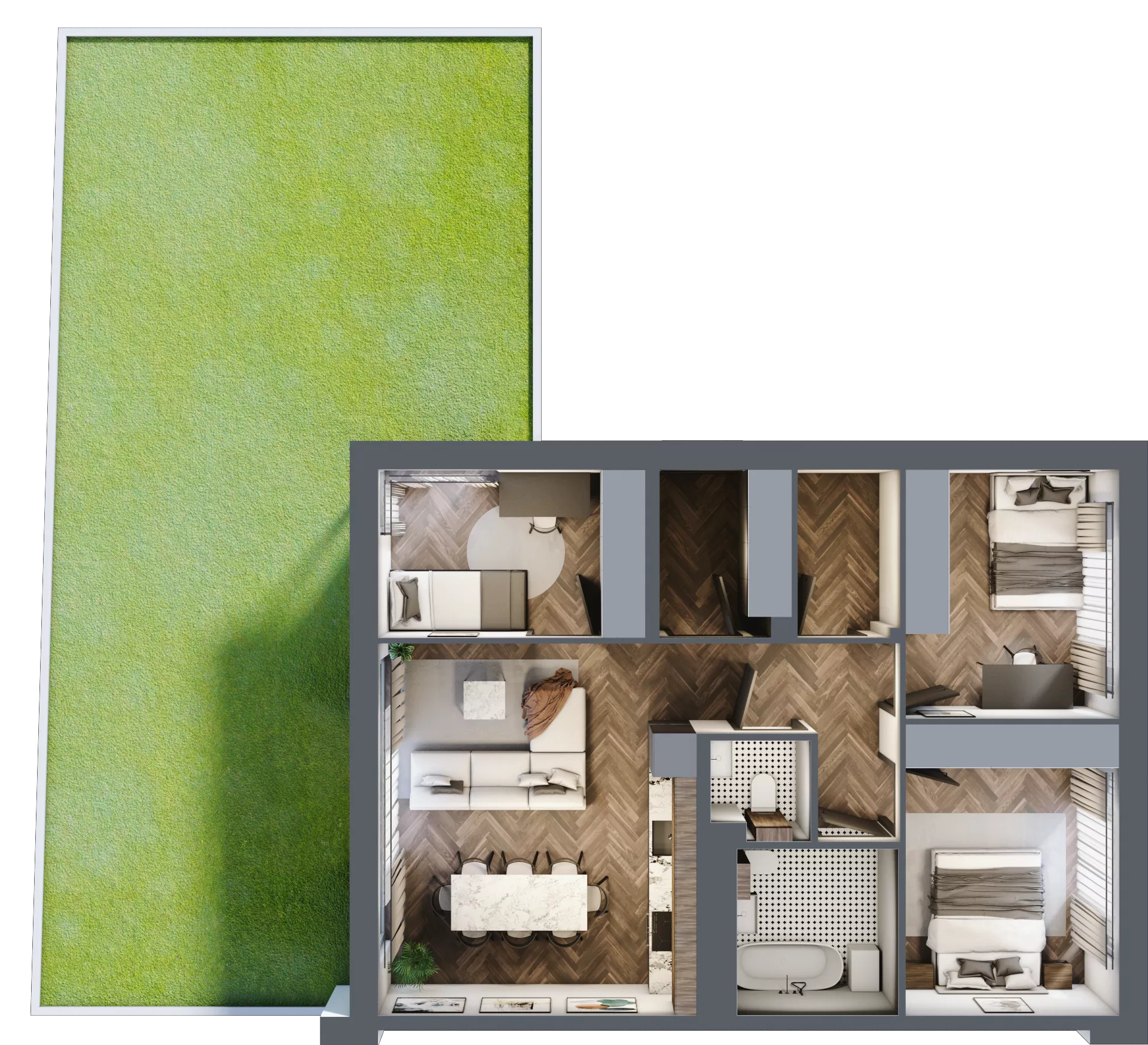 4 pokoje, mieszkanie 71,23 m², parter, oferta nr 7.1, Imperial River Park, Kraków, Bronowice, Bronowice Małe, ul. Truszkowskiego