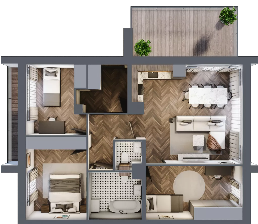 4 pokoje, mieszkanie 73,84 m², piętro 1, oferta nr 26.2, Imperial River Park, Kraków, Bronowice, Bronowice Małe, ul. Truszkowskiego