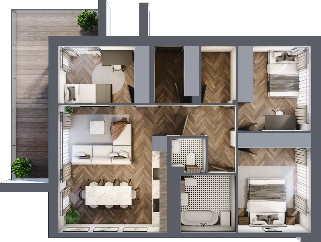 4 pokoje, mieszkanie 71,23 m², piętro 1, oferta nr 17.2, Imperial River Park, Kraków, Bronowice, Bronowice Małe, ul. Truszkowskiego