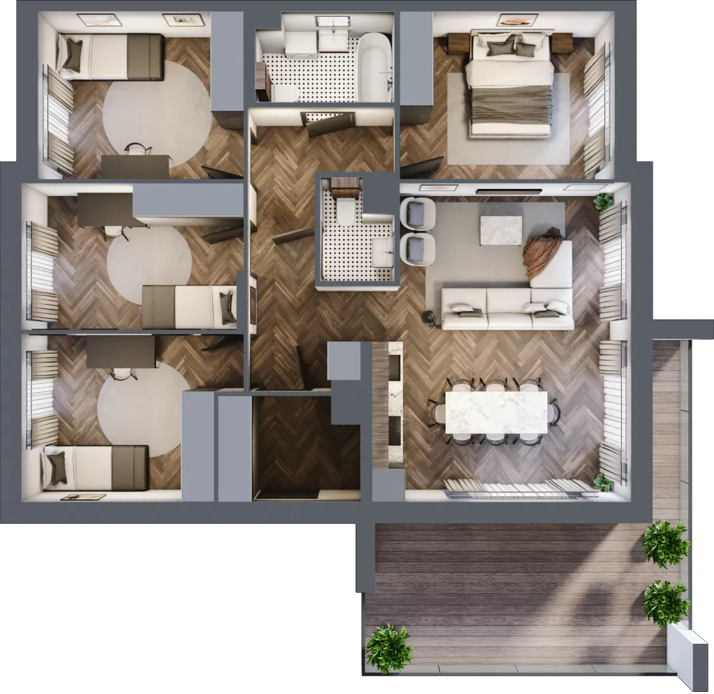 5 pokoi, mieszkanie 91,25 m², piętro 1, oferta nr 21.2, Imperial River Park, Kraków, Bronowice, Bronowice Małe, ul. Truszkowskiego