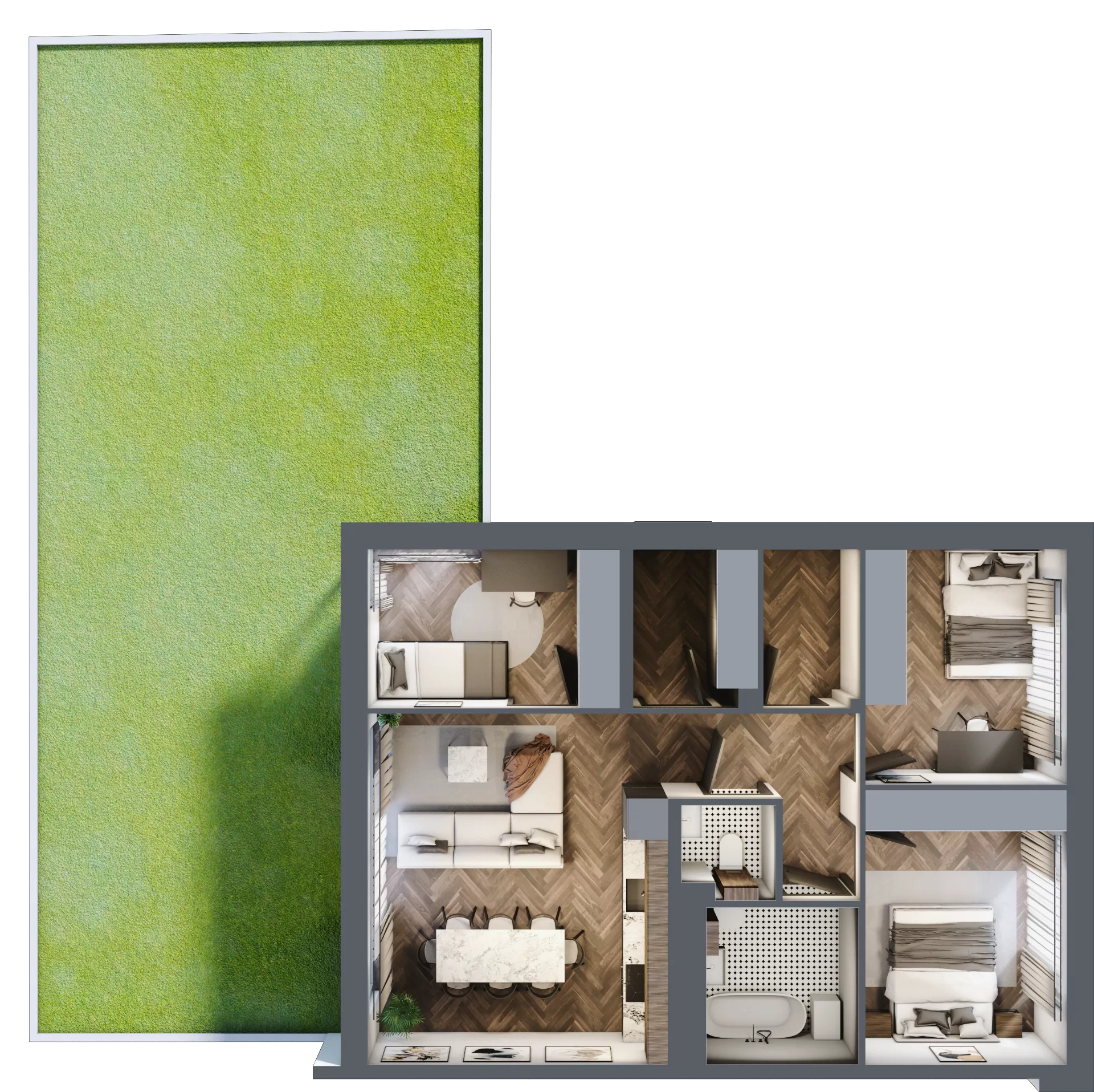 4 pokoje, mieszkanie 71,23 m², parter, oferta nr 13.1, Imperial River Park, Kraków, Bronowice, Bronowice Małe, ul. Truszkowskiego