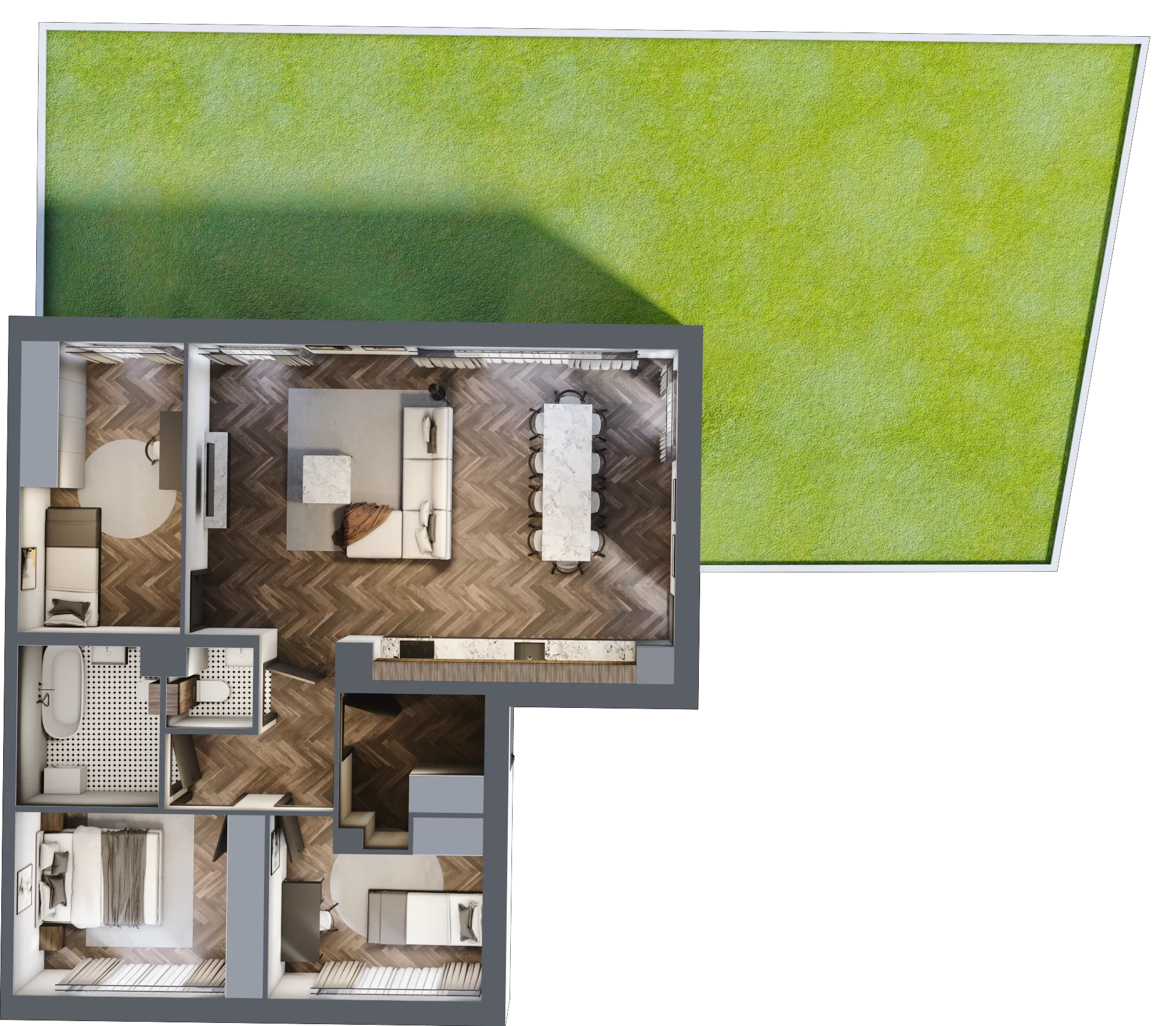 4 pokoje, mieszkanie 89,82 m², parter, oferta nr 19.1, Imperial River Park, Kraków, Bronowice, Bronowice Małe, ul. Truszkowskiego