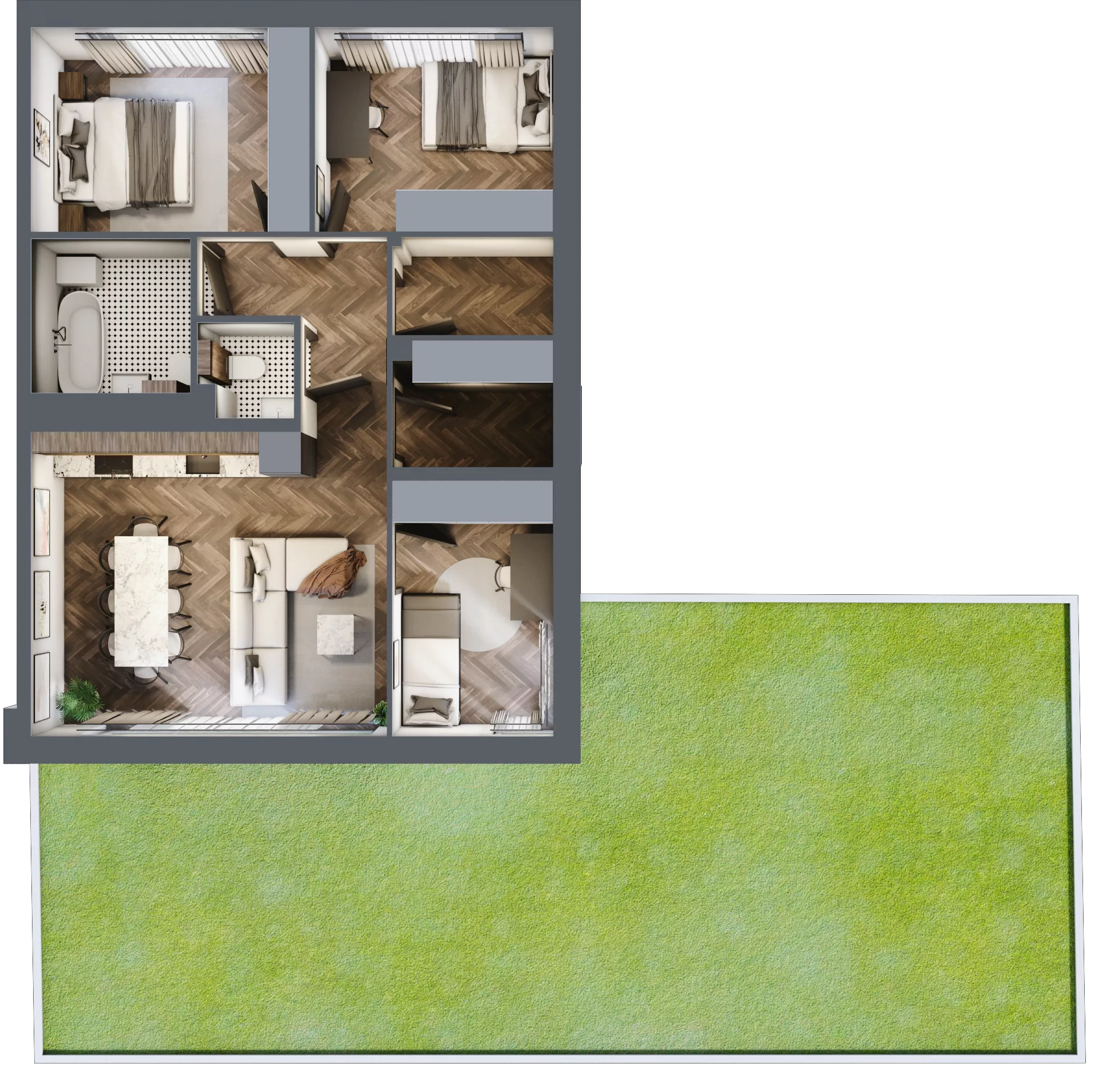 4 pokoje, mieszkanie 71,23 m², parter, oferta nr 16.1, Imperial River Park, Kraków, Bronowice, Bronowice Małe, ul. Truszkowskiego