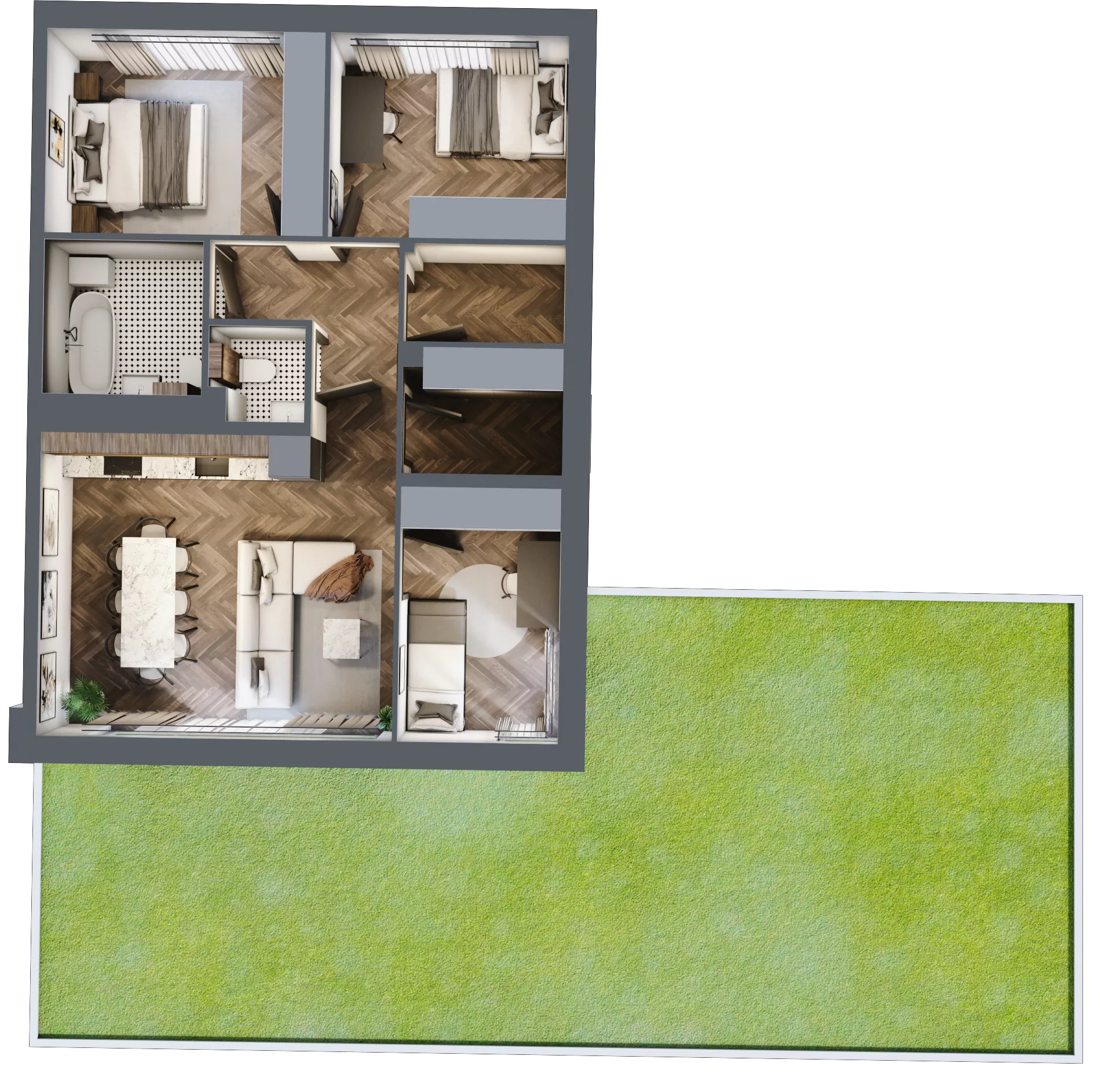 4 pokoje, mieszkanie 71,23 m², parter, oferta nr 12.1, Imperial River Park, Kraków, Bronowice, Bronowice Małe, ul. Truszkowskiego