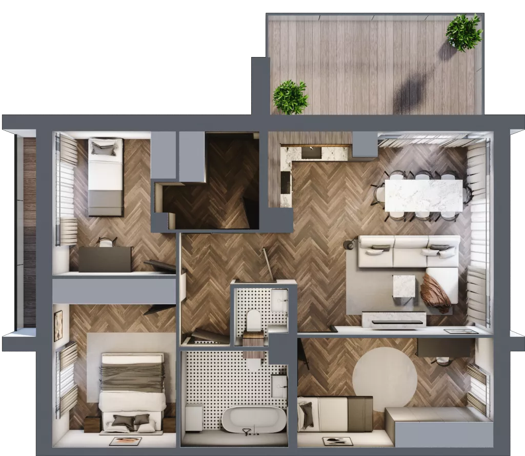 4 pokoje, mieszkanie 73,84 m², piętro 1, oferta nr 20.2, Imperial River Park, Kraków, Bronowice, Bronowice Małe, ul. Truszkowskiego