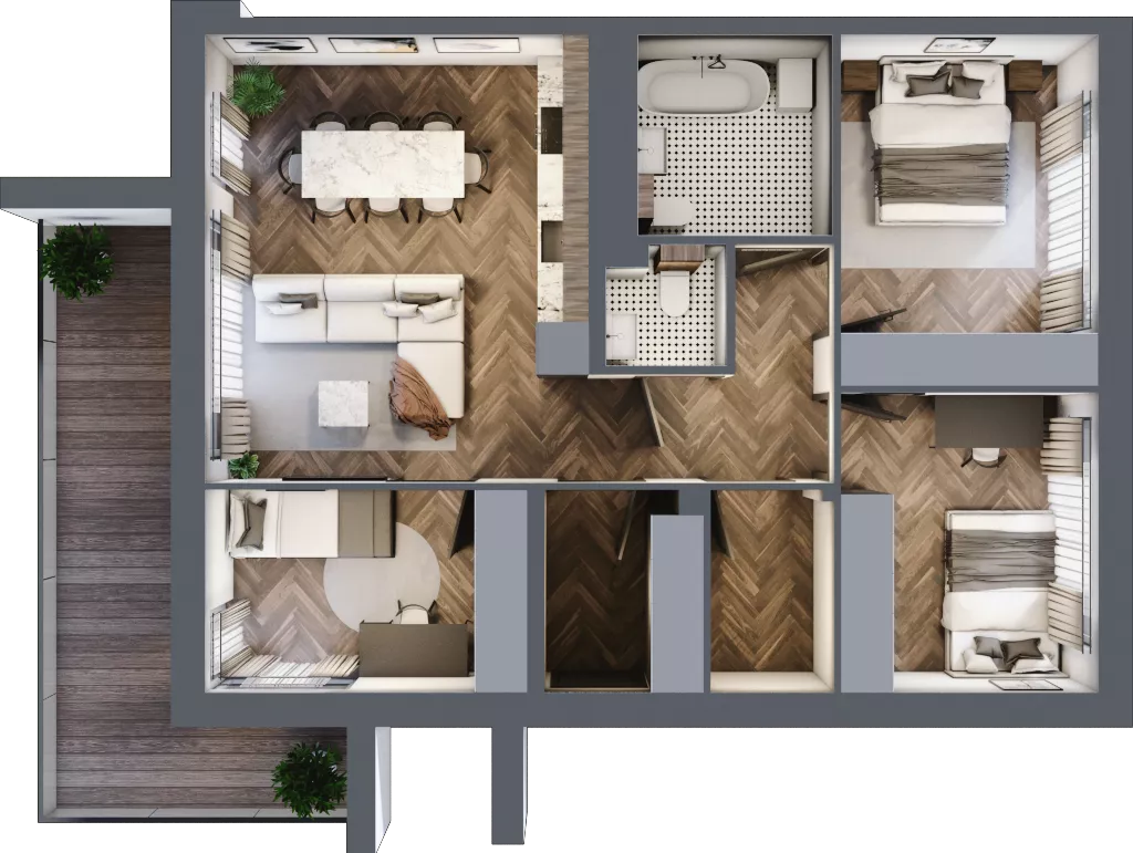 4 pokoje, mieszkanie 71,23 m², piętro 1, oferta nr 14.2, Imperial River Park, Kraków, Bronowice, Bronowice Małe, ul. Truszkowskiego