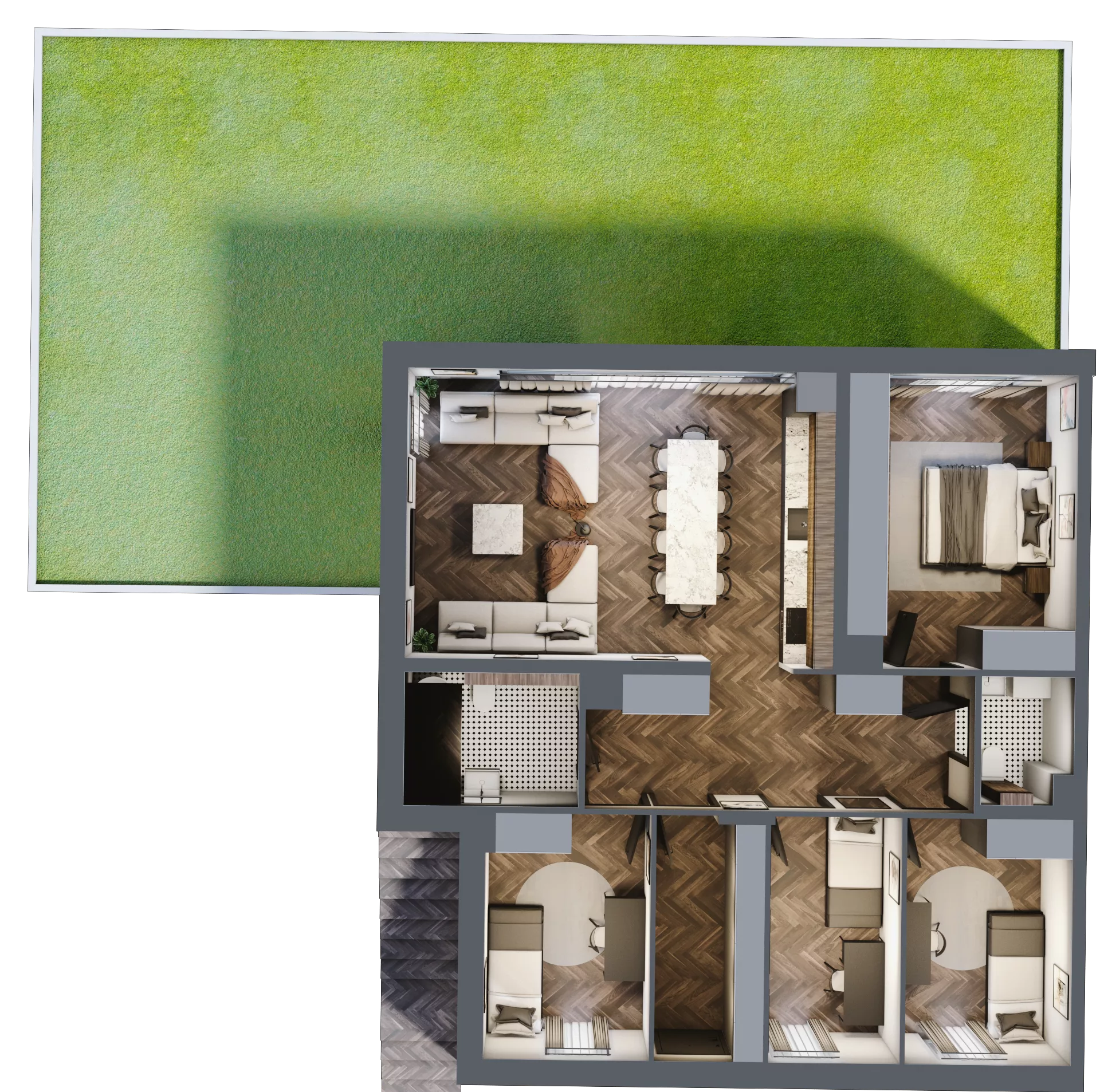 5 pokoi, mieszkanie 95,58 m², parter, oferta nr 22.1, Imperial River Park, Kraków, Bronowice, Bronowice Małe, ul. Truszkowskiego