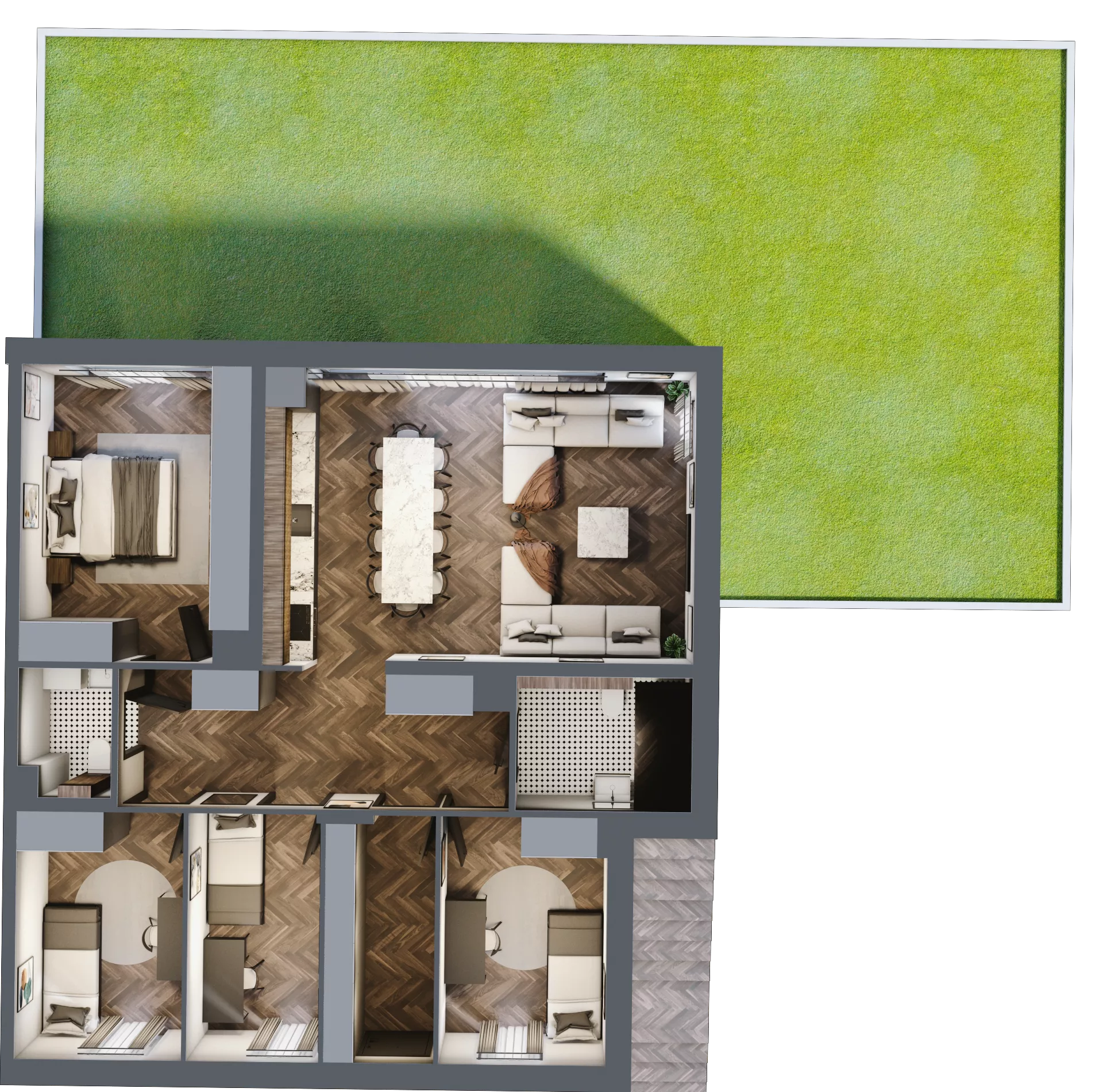 5 pokoi, mieszkanie 95,58 m², parter, oferta nr 21.1, Imperial River Park, Kraków, Bronowice, Bronowice Małe, ul. Truszkowskiego