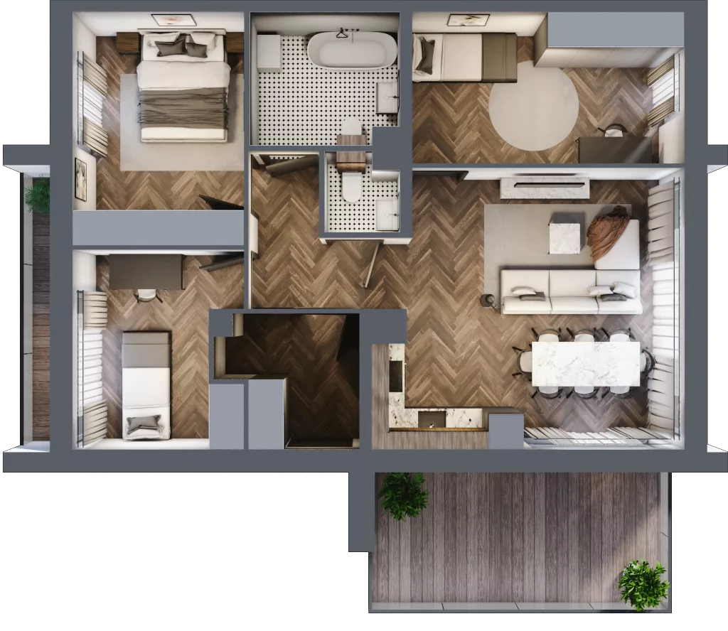 4 pokoje, mieszkanie 73,84 m², piętro 1, oferta nr 19.2, Imperial River Park, Kraków, Bronowice, Bronowice Małe, ul. Truszkowskiego