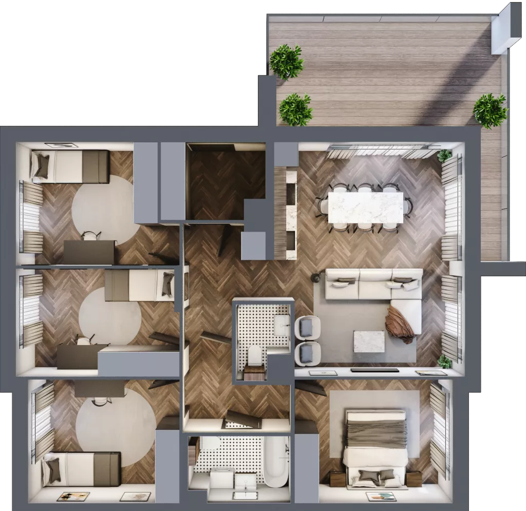 5 pokoi, mieszkanie 91,25 m², piętro 1, oferta nr 22.2, Imperial River Park, Kraków, Bronowice, Bronowice Małe, ul. Truszkowskiego