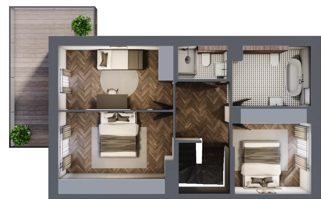 4 pokoje, mieszkanie 89,31 m², piętro 1, oferta nr 31.2, Imperial River Park, Kraków, Bronowice, Bronowice Małe, ul. Truszkowskiego