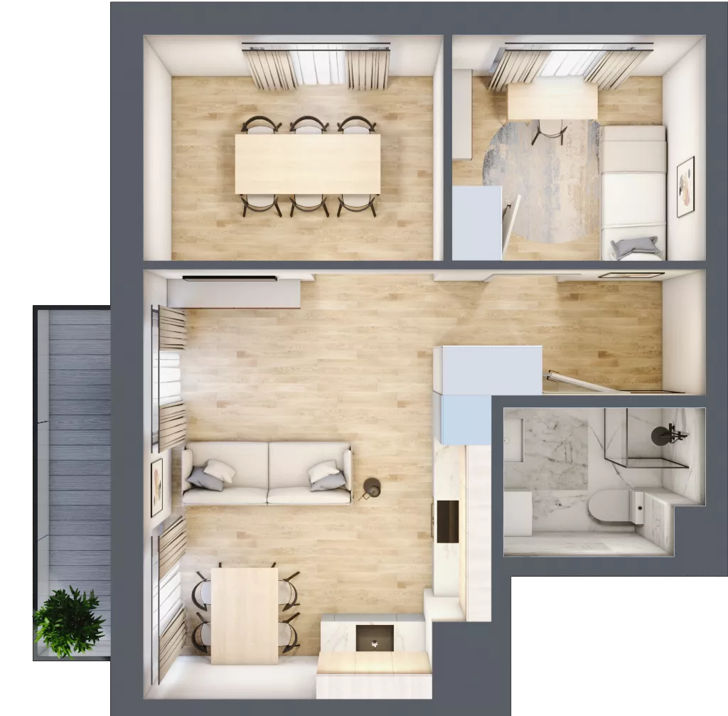 3 pokoje, mieszkanie 47,79 m², parter, oferta nr M.01, Nowa Pólnica, Gdańsk, Jasień, ul. Pólnicy