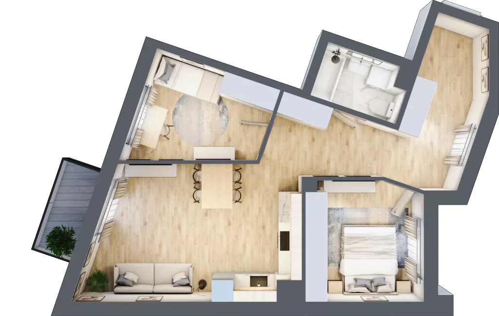 3 pokoje, mieszkanie 61,12 m², piętro 1, oferta nr M.04, Nowa Pólnica, Gdańsk, Jasień, ul. Pólnicy