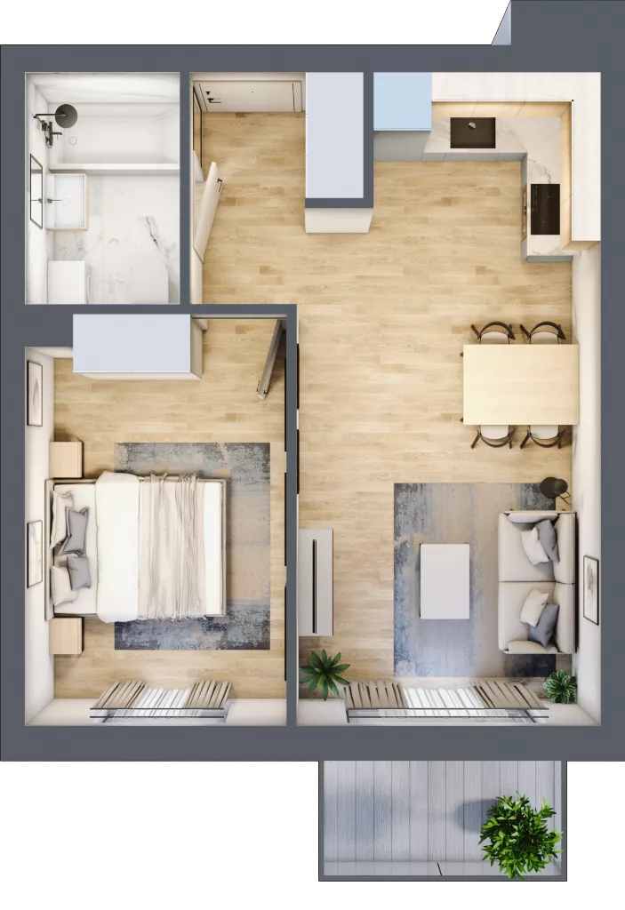 2 pokoje, mieszkanie 39,18 m², piętro 1, oferta nr 32, Pulse, Bydgoszcz, Wzgórze Wolności, ul. Wojska Polskiego