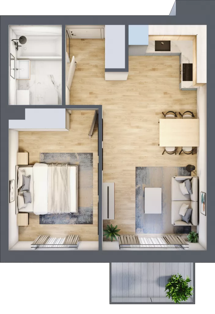 2 pokoje, mieszkanie 39,27 m², piętro 2, oferta nr 39, Pulse, Bydgoszcz, Wzgórze Wolności, ul. Wojska Polskiego