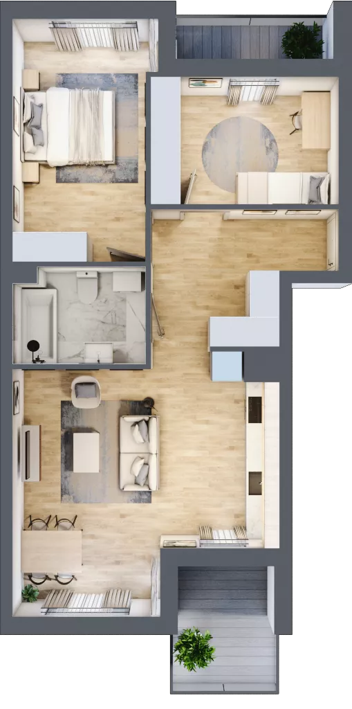 3 pokoje, mieszkanie 61,84 m², piętro 2, oferta nr 40, Pulse, Bydgoszcz, Wzgórze Wolności, ul. Wojska Polskiego