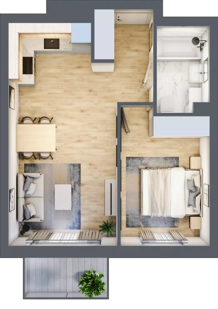 2 pokoje, mieszkanie 40,79 m², piętro 2, oferta nr 11, Pulse, Bydgoszcz, Wzgórze Wolności, ul. Wojska Polskiego