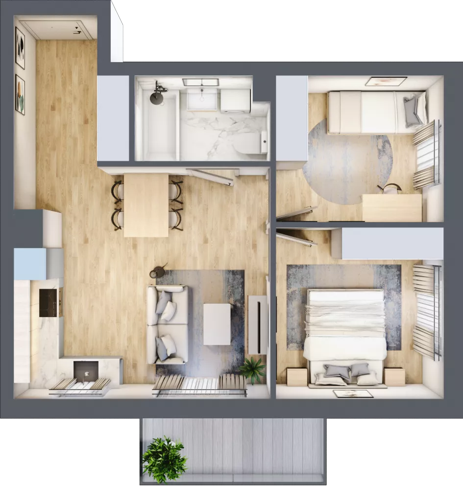 3 pokoje, mieszkanie 48,51 m², piętro 5, oferta nr 58, Pulse, Bydgoszcz, Wzgórze Wolności, ul. Wojska Polskiego