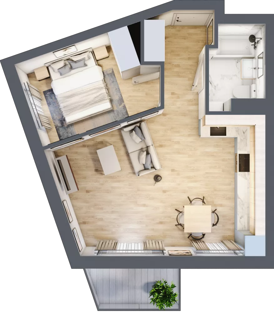 2 pokoje, mieszkanie 41,61 m², piętro 4, oferta nr 20, Pulse, Bydgoszcz, Wzgórze Wolności, ul. Wojska Polskiego