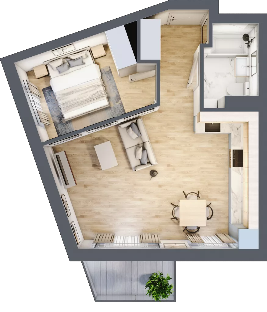 2 pokoje, mieszkanie 41,61 m², piętro 3, oferta nr 15, Pulse, Bydgoszcz, Wzgórze Wolności, ul. Wojska Polskiego