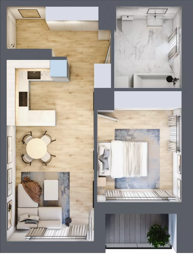 2 pokoje, mieszkanie 45,77 m², piętro 2, oferta nr 18, Boutique, Niemcz, ul. Władysława Reymonta