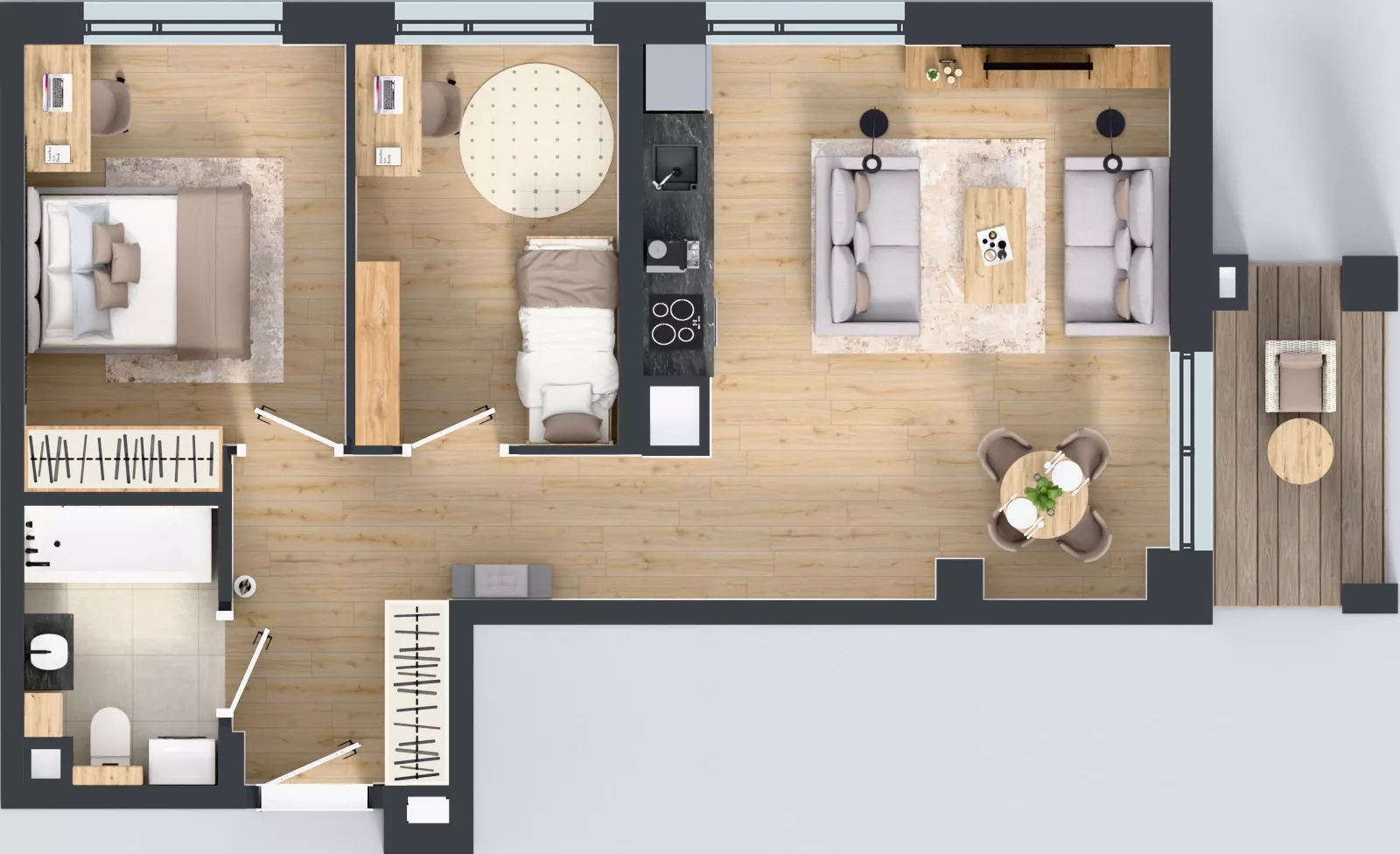 3 pokoje, mieszkanie 56,34 m², piętro 1, oferta nr WP-12, Warzelnicza Park, Warszawa, Białołęka, Brzeziny, ul. Warzelnicza