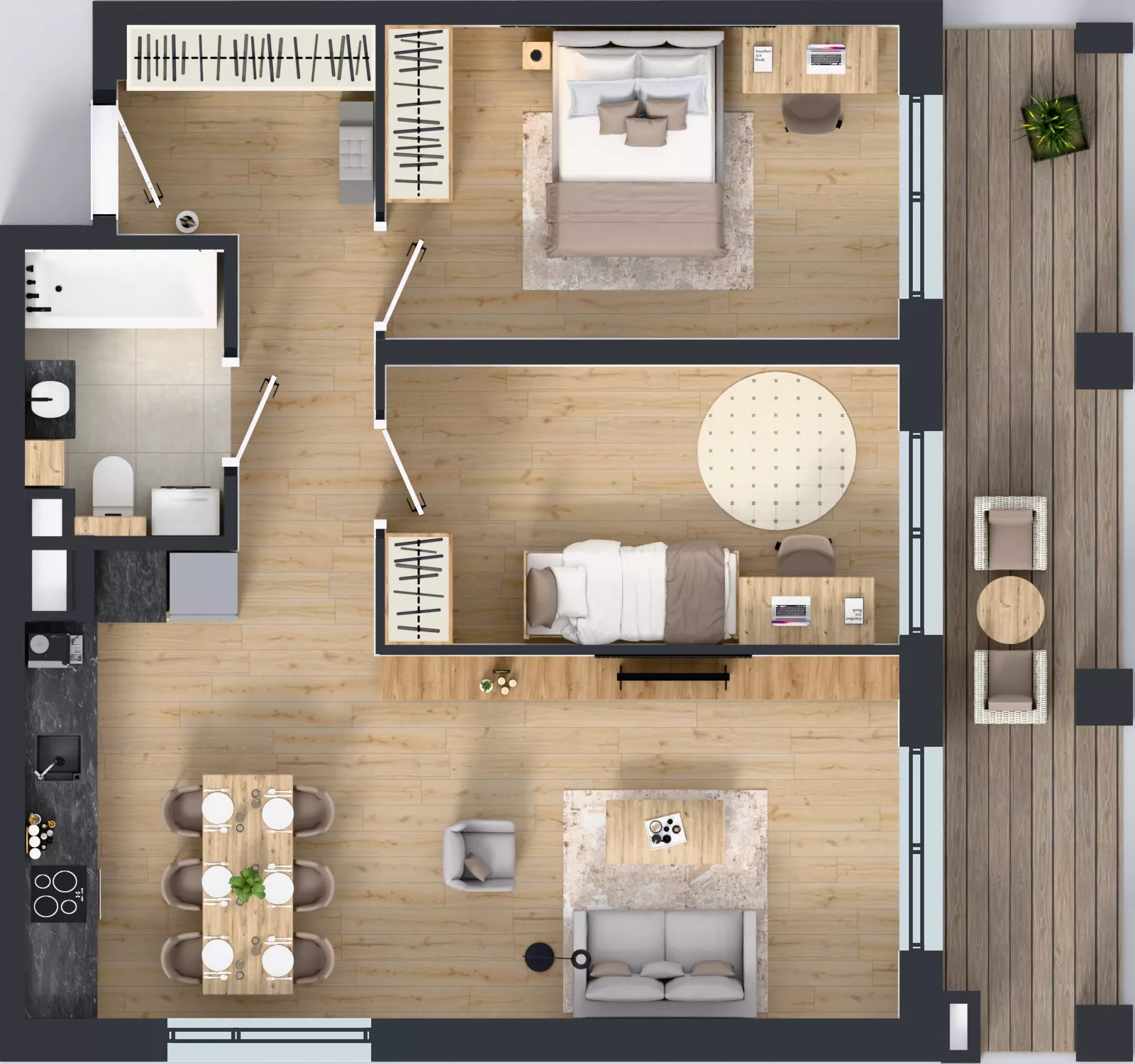 3 pokoje, mieszkanie 63,40 m², piętro 2, oferta nr WP-26, Warzelnicza Park, Warszawa, Białołęka, Brzeziny, ul. Warzelnicza