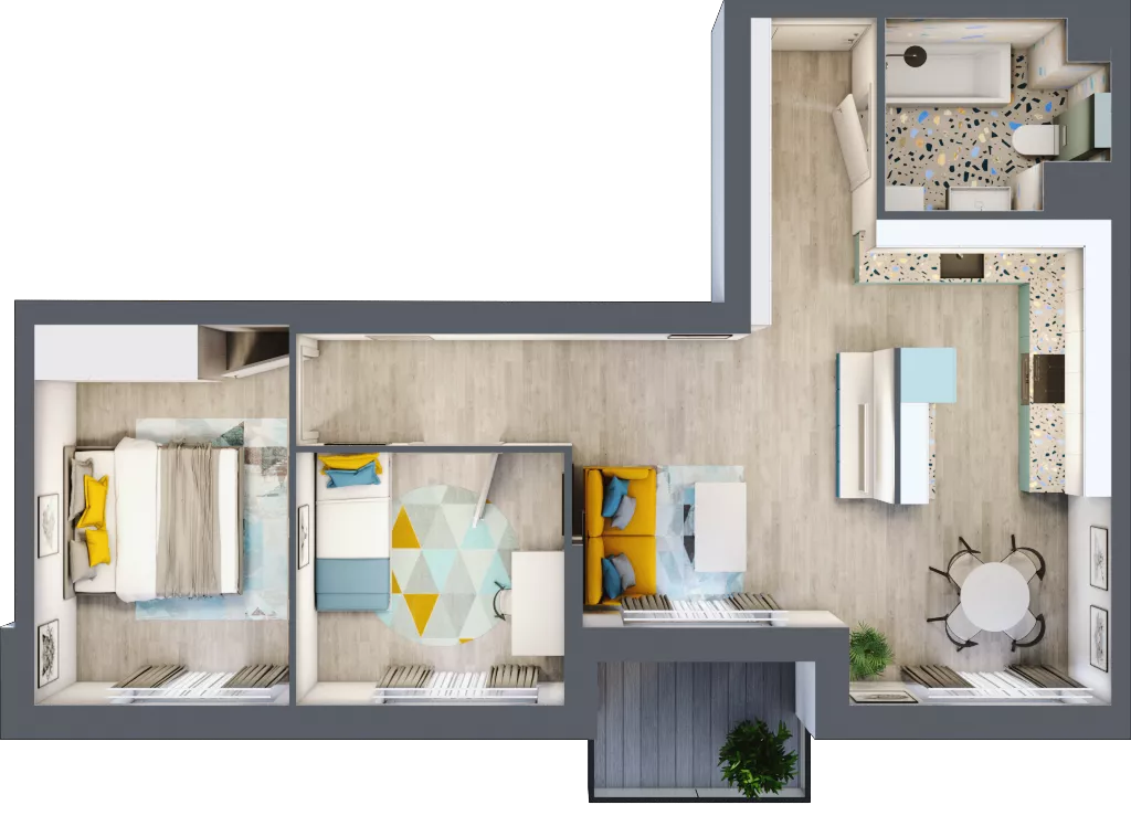 3 pokoje, mieszkanie 57,80 m², piętro 5, oferta nr A-65, Rezydencja Jarzębinowa II, Nowy Dwór Mazowiecki, Kępa Nowodworska, ul. Jarzębinowa 2