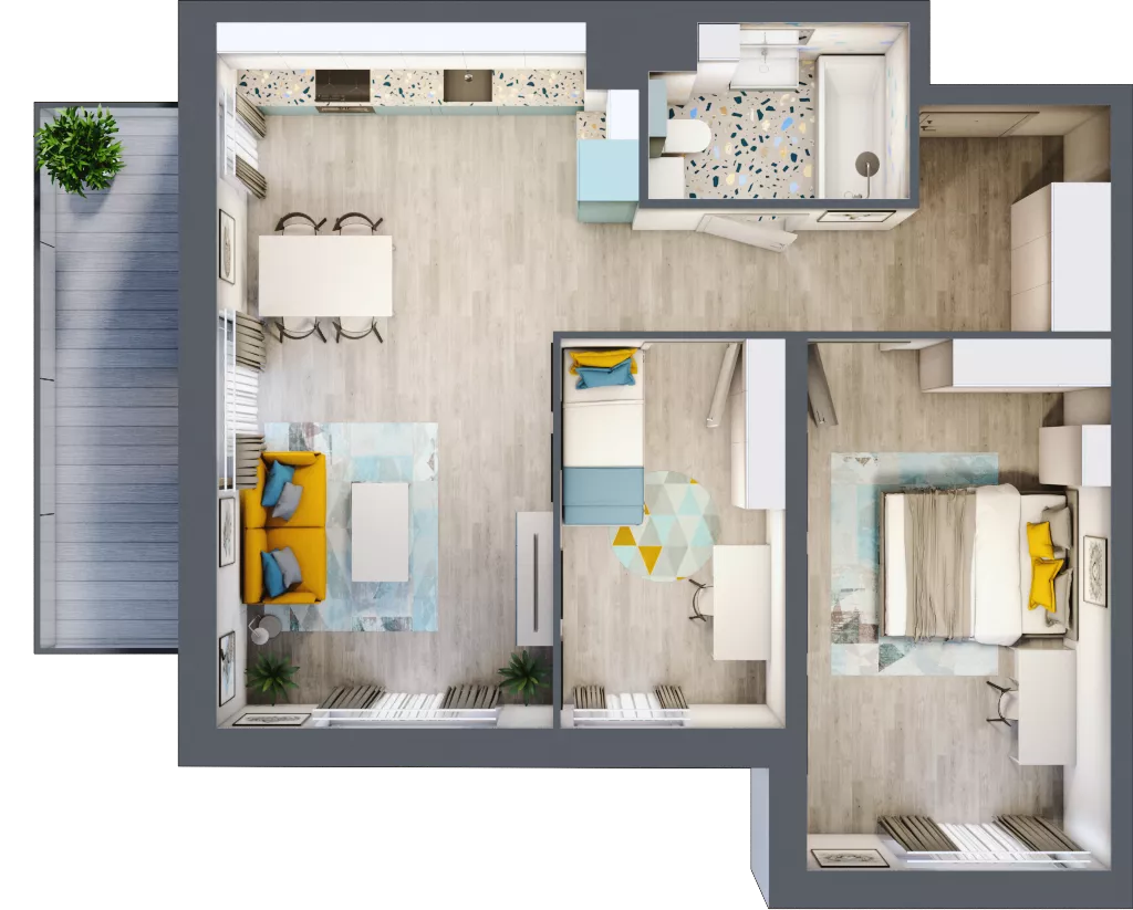 3 pokoje, mieszkanie 60,78 m², piętro 5, oferta nr A-56, Rezydencja Jarzębinowa II, Nowy Dwór Mazowiecki, Kępa Nowodworska, ul. Jarzębinowa 2